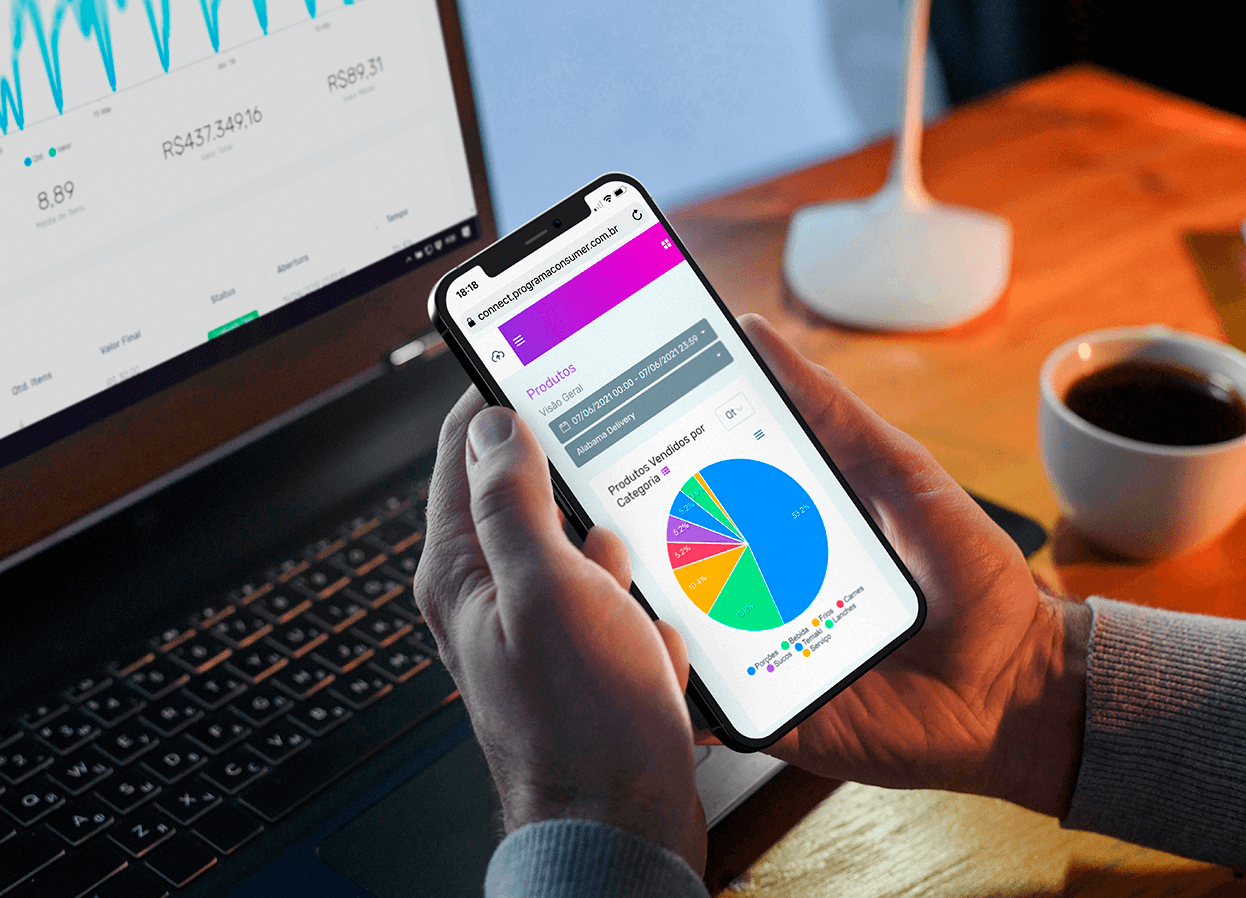 Gráficos de faturamento, lucro e pagamentos no Consumer Connect