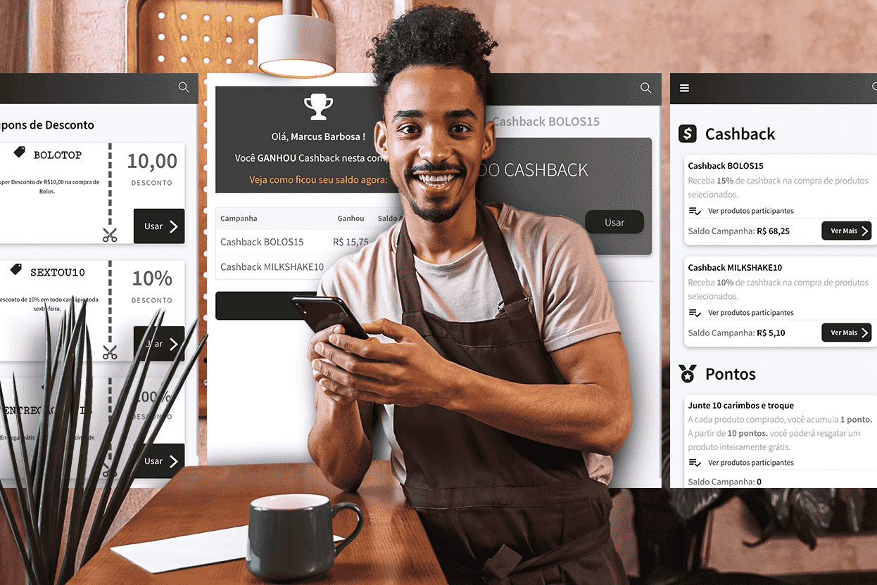 Cashback e cupons de desconto na cafeteria com o Consumer