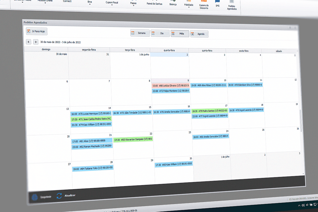Agenda de encomendas da doceria no Consumer