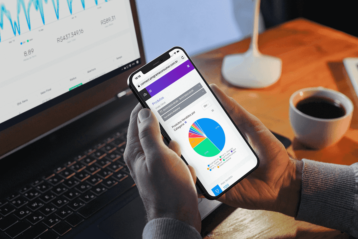 Acompanhamento dos dados da sorveteria pelo celular com o Consumer Connect